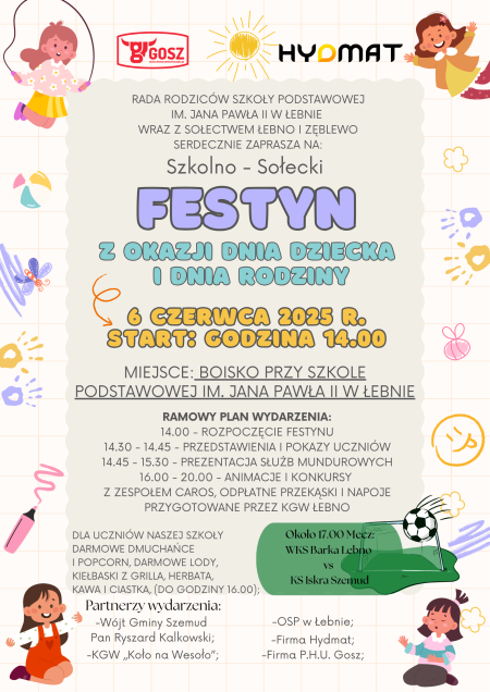 ZAPRASZAMY NA FESTYN Z OKAZJI DNIA DZIECKA I DNIA RODZINY!