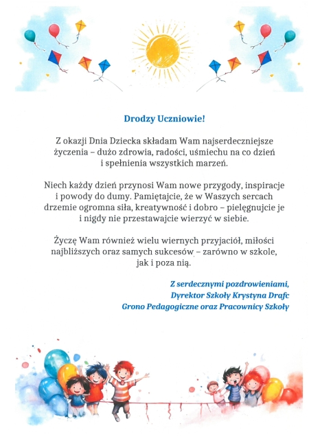 ŻYCZENIA Z OKAZJI DNIA DZIECKA