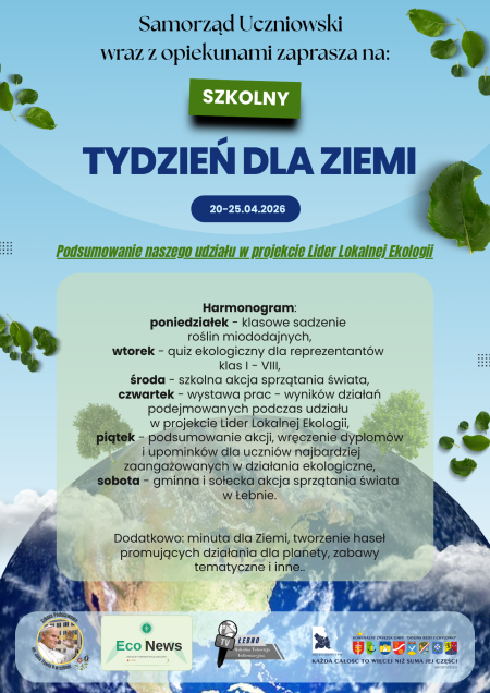 TYDZIEŃ DLA  ZIEMI W NASZEJ SZKOLE 