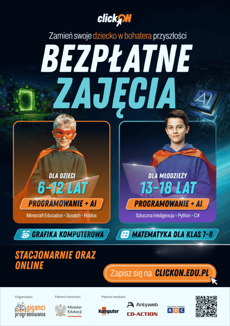 BEZPŁATNE ZAJĘCIA Z PROGRAMOWANIA DLA UCZNIÓW 