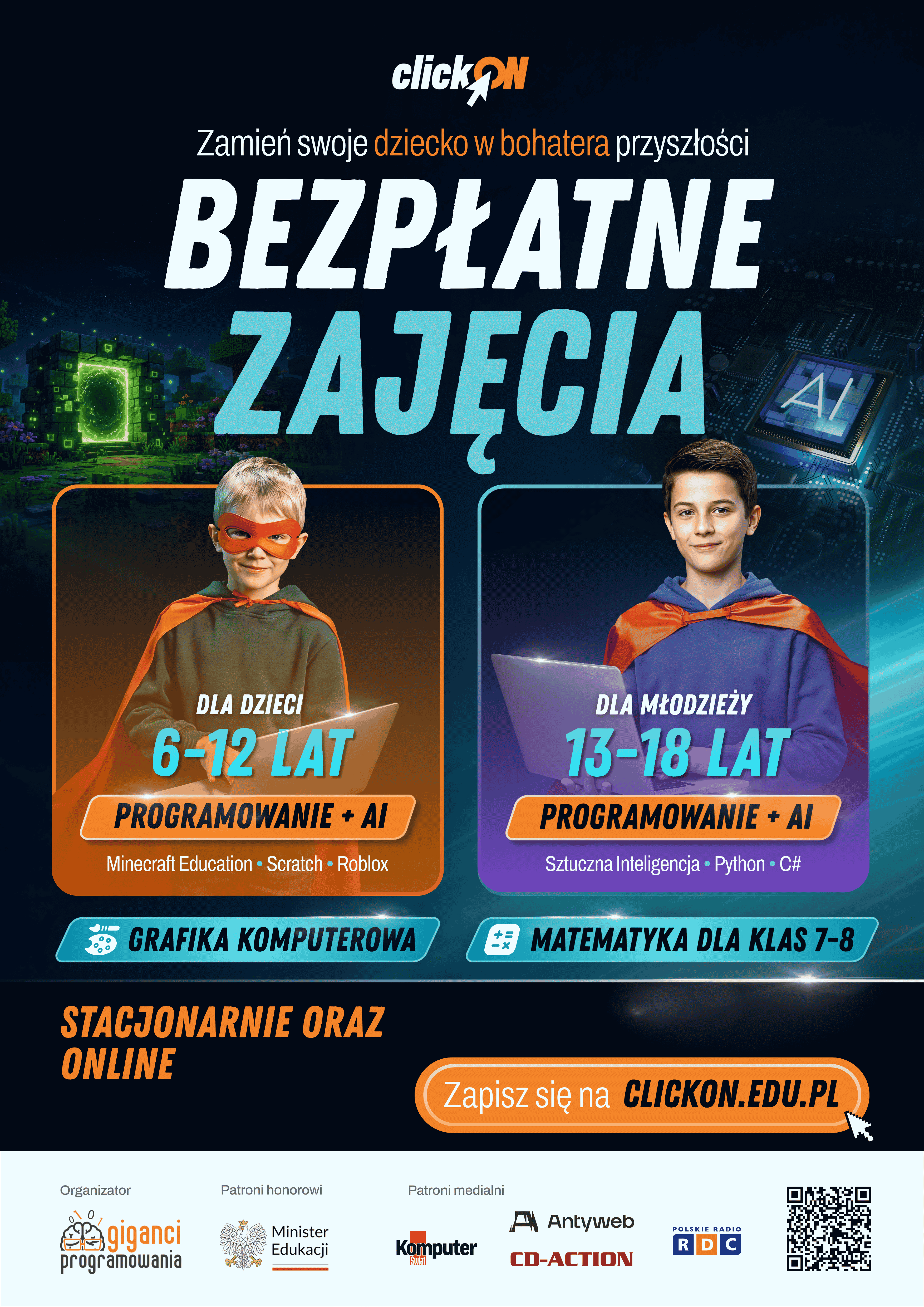 BEZPŁATNE ZAJĘCIA Z PROGRAMOWANIA DLA UCZNIÓW